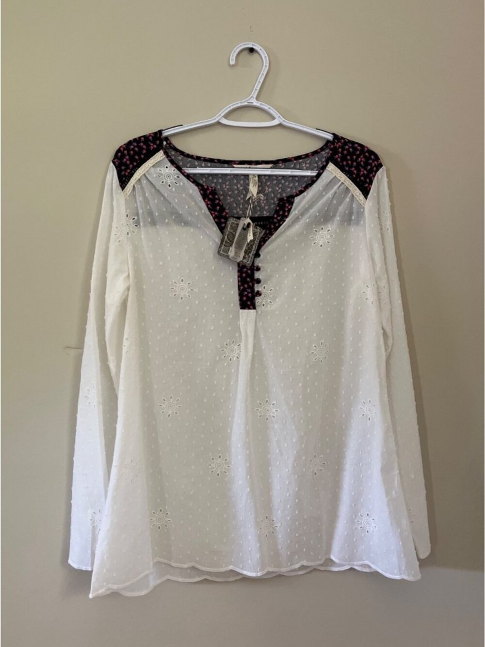 NWT Matilda Jane Womens Small Cotton Eyelet Make Believe Snow Globe Tunic Top